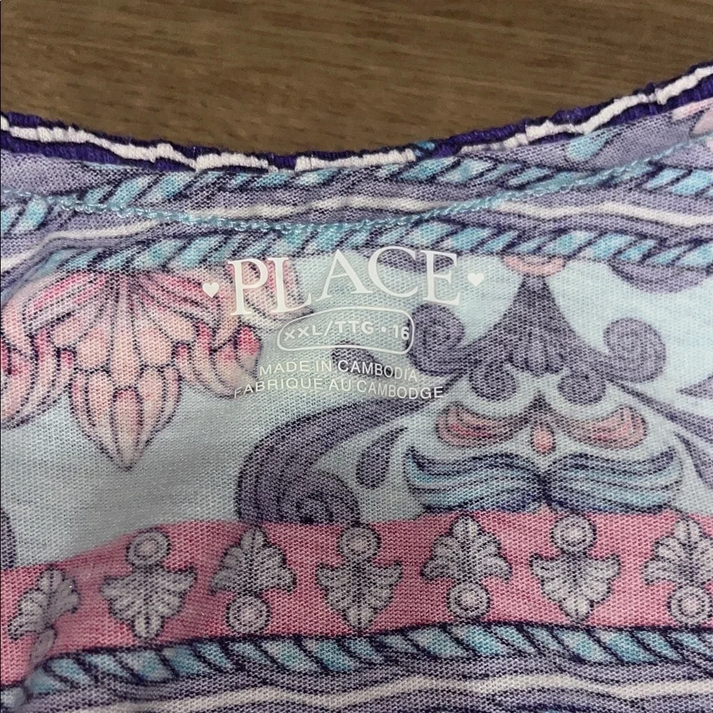 Children’s Place Girls Top with Blue and Pink Floral Design